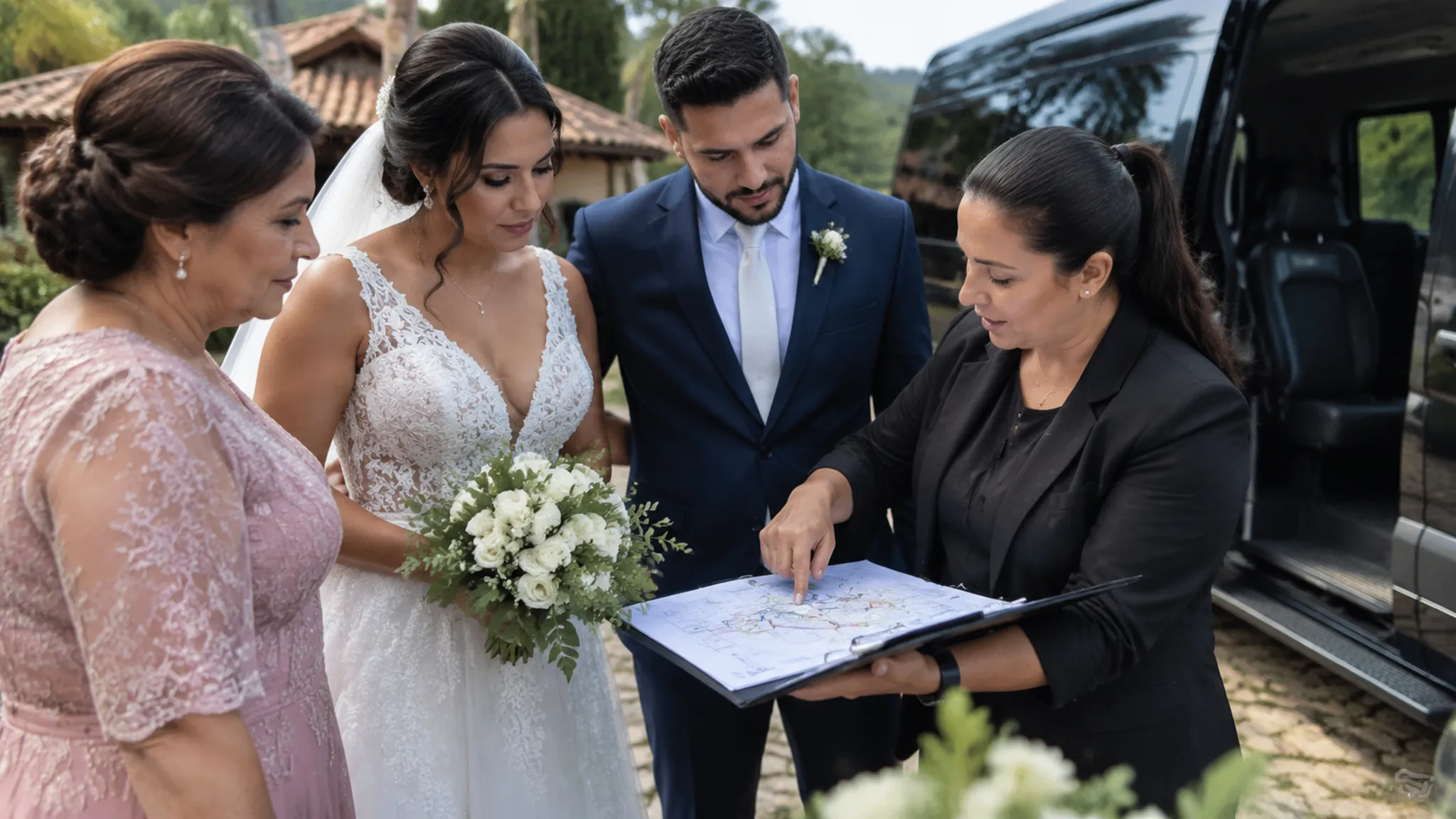 Coordinating wedding transportation responsibilities across venues and providers